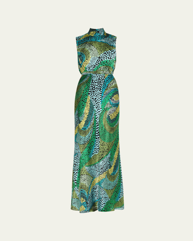 Fleur Printed High-Neck Dress